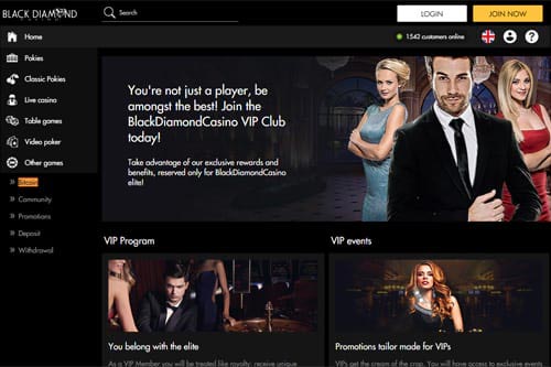 BlackDiamondCasino VIP Club Page