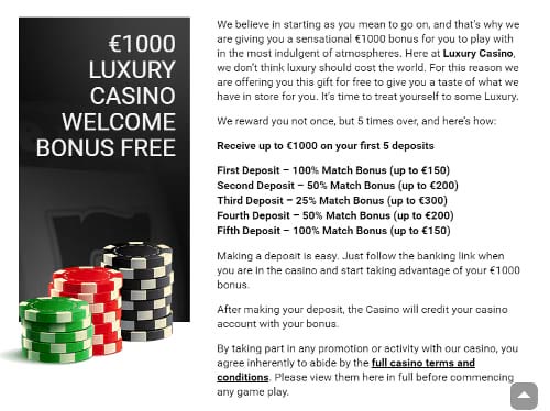 Luxury Mobile Casino Welcome Bonus