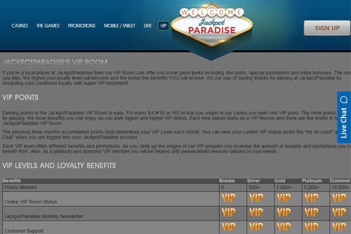 Jackpot Paradise Casino Promotions