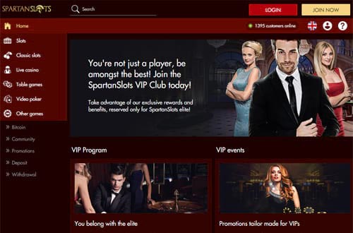 SpartanSlots Casino VIP Club Page