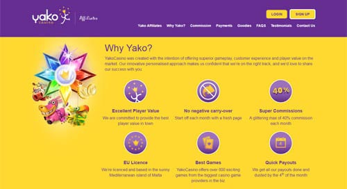 Yako Casino VIP Club Page